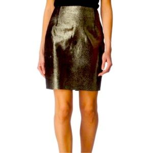 $1,198 NWOT Elie Tahari Metallic Mocha Bennet Calf Hair Skirt size 0